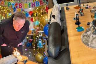 Elon Musks Birthday Cake Looked Like A Rocket Ready For Launch. Bonus: Moon Base-Themed Cake