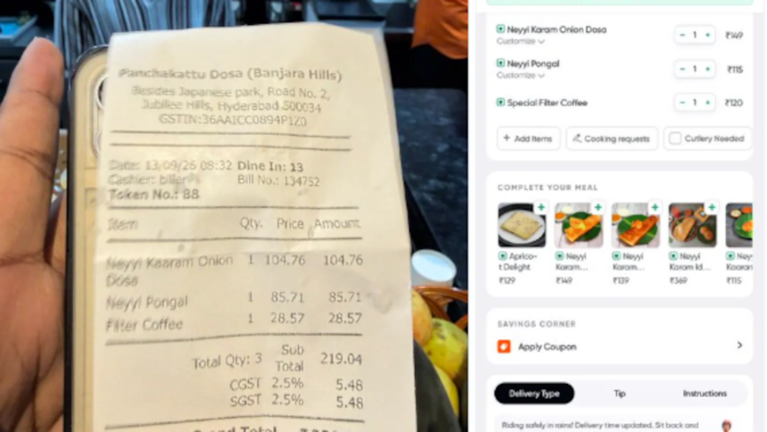 Hyderabad Man Finds Same Meal Costs Rs 206 More On Swiggy, Internet Calls It Cost Of Convenience