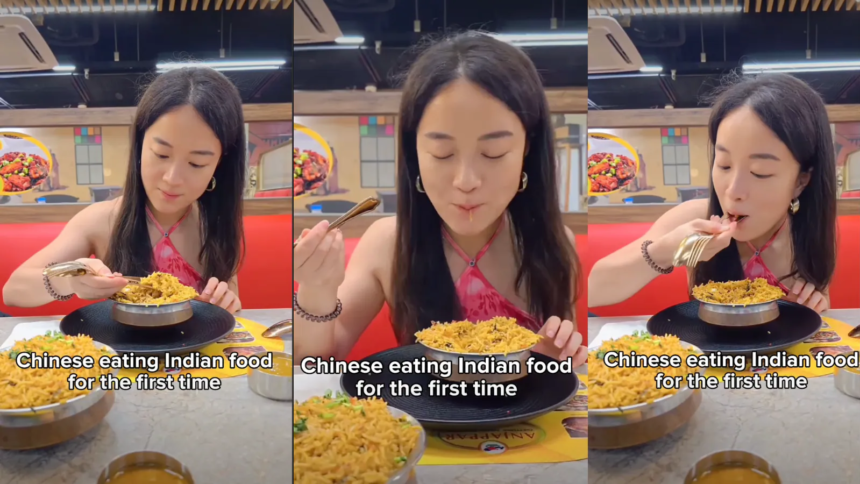 Video: Chinese Woman Tries Biryani For The First Time, But Its Her Spoon Technique That Goes Viral