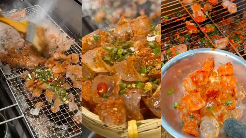 "Challenging Science" : Chinas Grilled Ice Cubes Street Snack Leaves Internet Confused