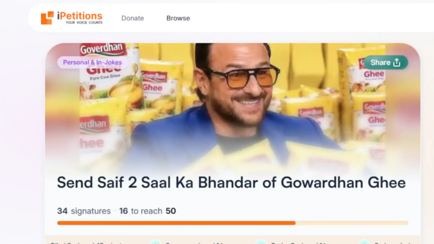 Internet Starts Petition To Get Saif Ali Khan His Promised 2 Saal Ka Gowardhan Ghee Bhandar