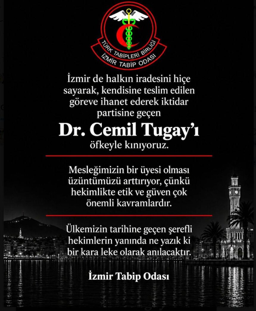 İzmir Tabip Odası’ndan Cemil Tugay’a tepki: Öfkeyle kınıyoruz